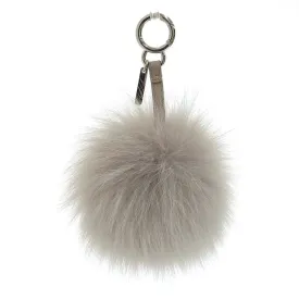 FENDI Charm Pom Keychain Fur Gray