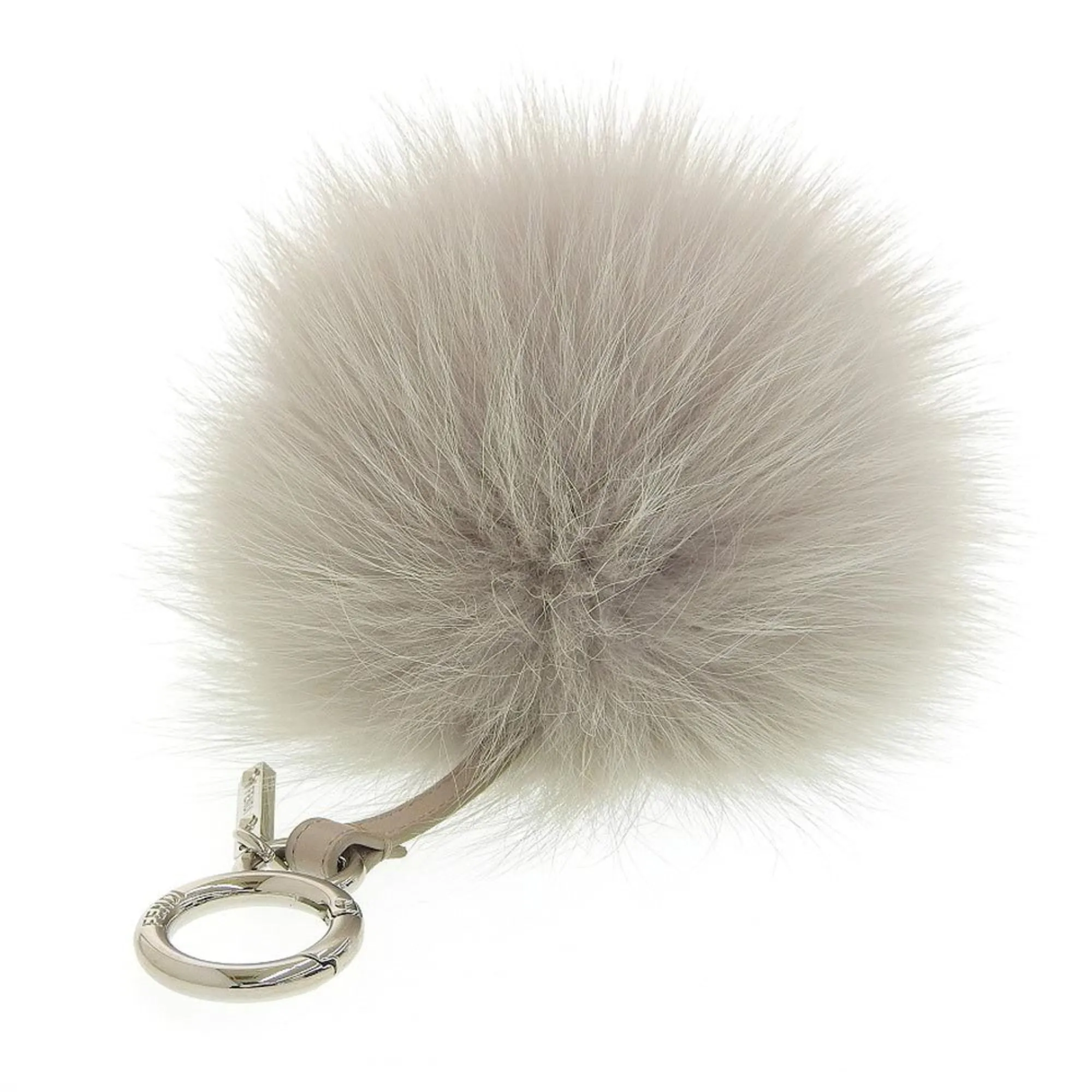 FENDI Charm Pom Keychain Fur Gray
