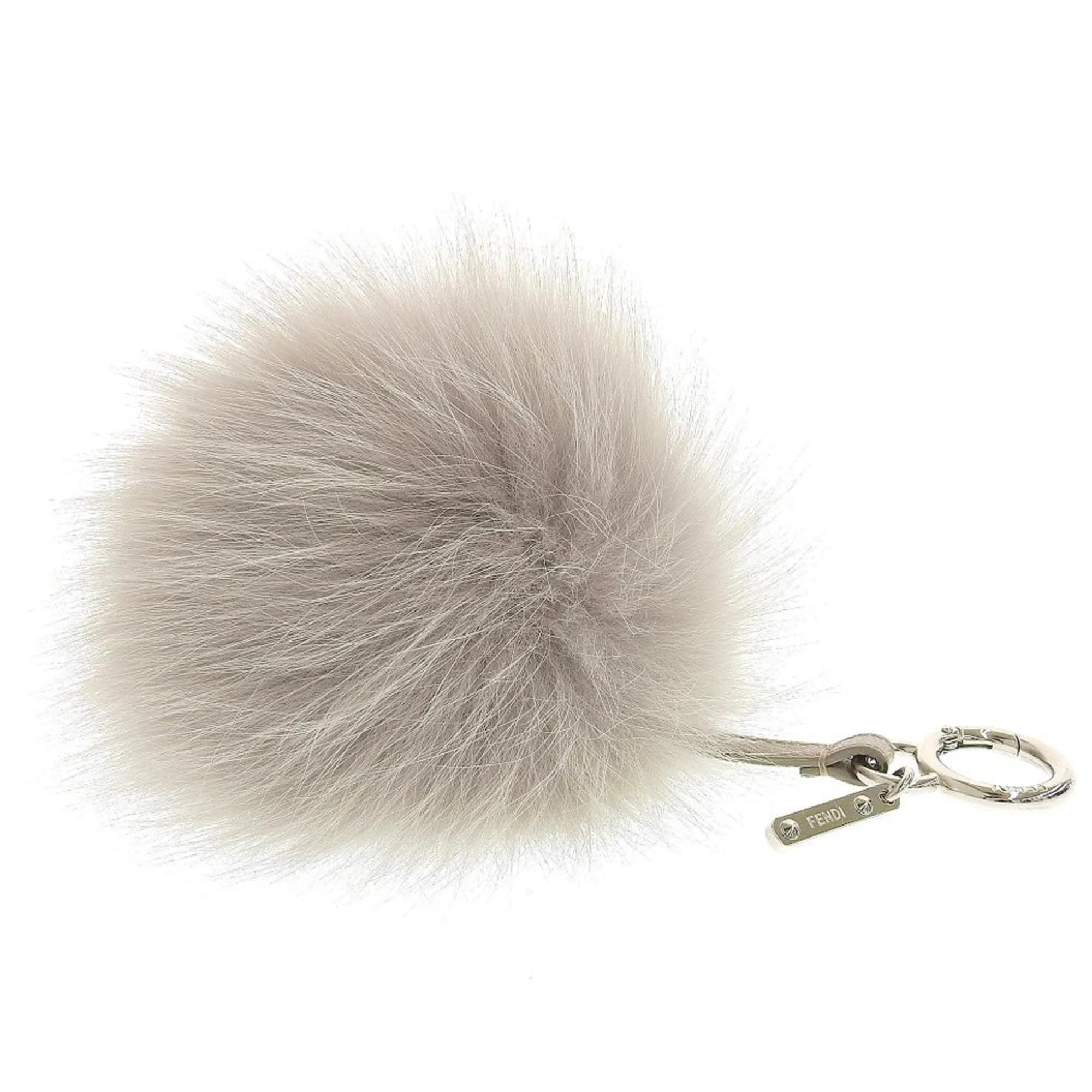 FENDI Charm Pom Keychain Fur Gray