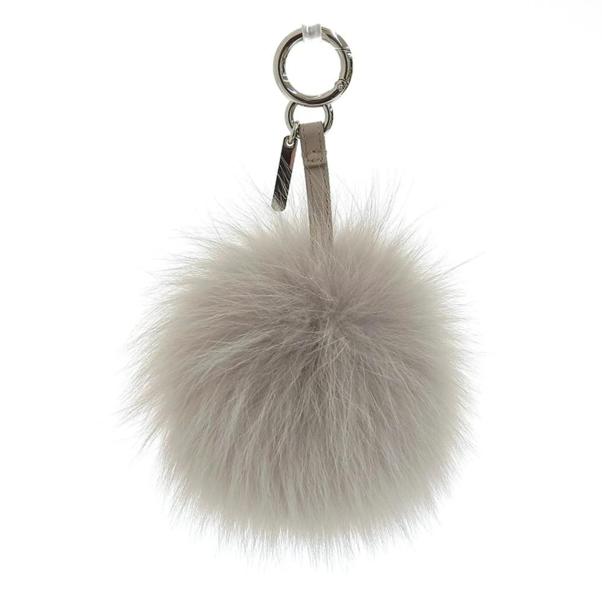 FENDI Charm Pom Keychain Fur Gray