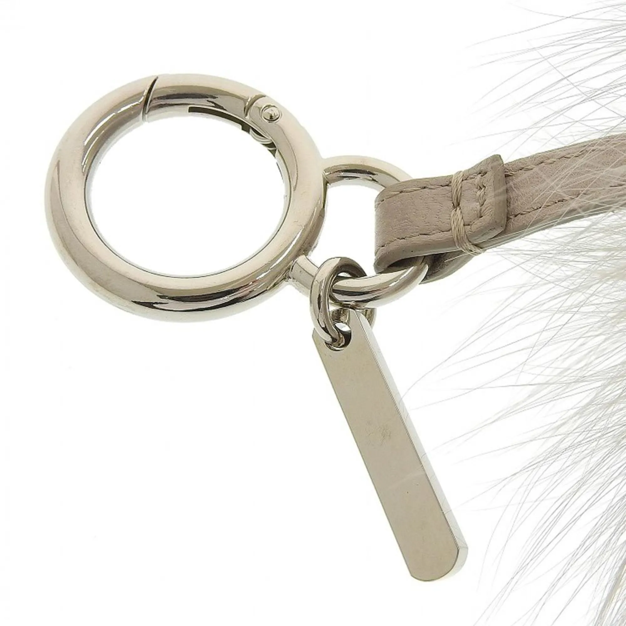 FENDI Charm Pom Keychain Fur Gray