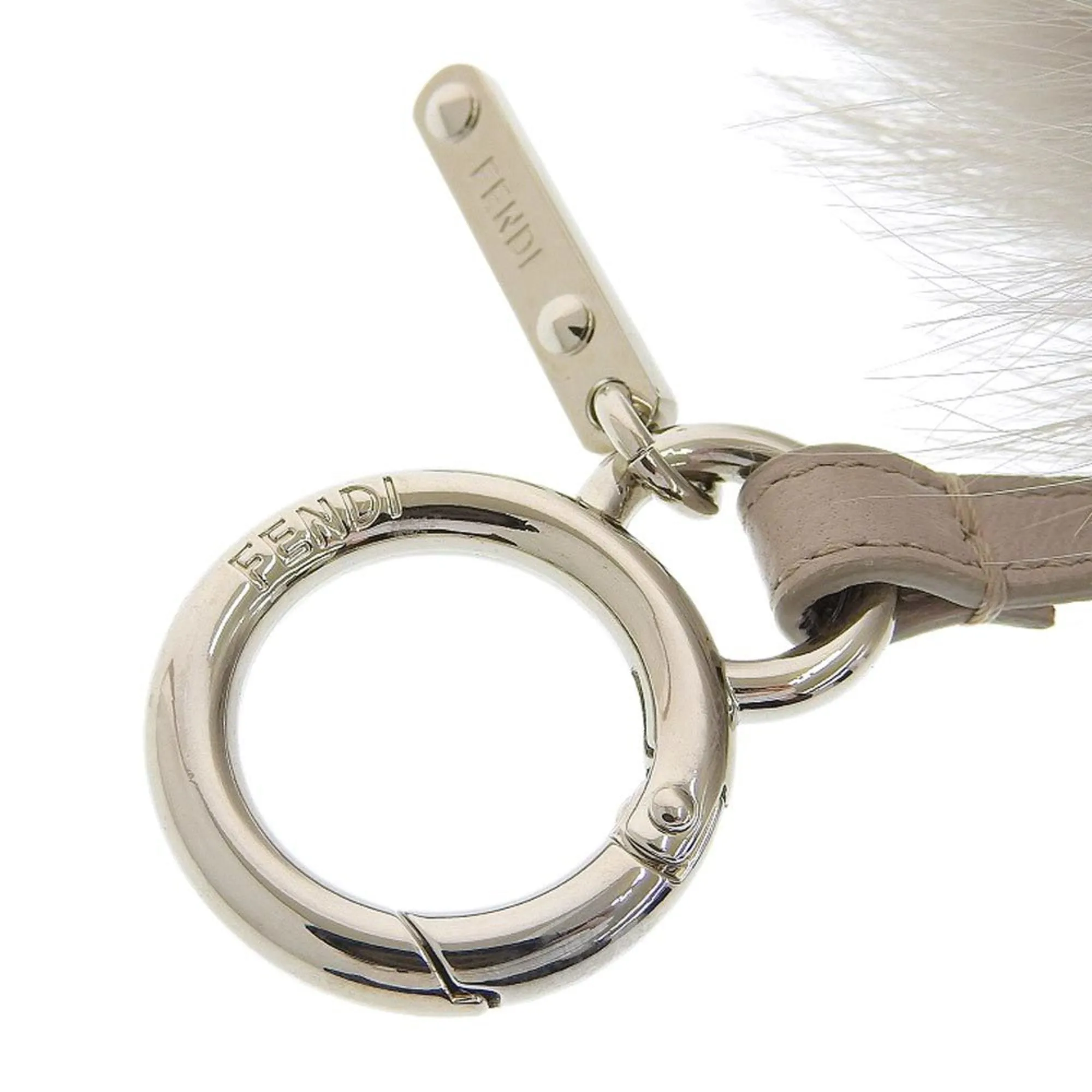 FENDI Charm Pom Keychain Fur Gray