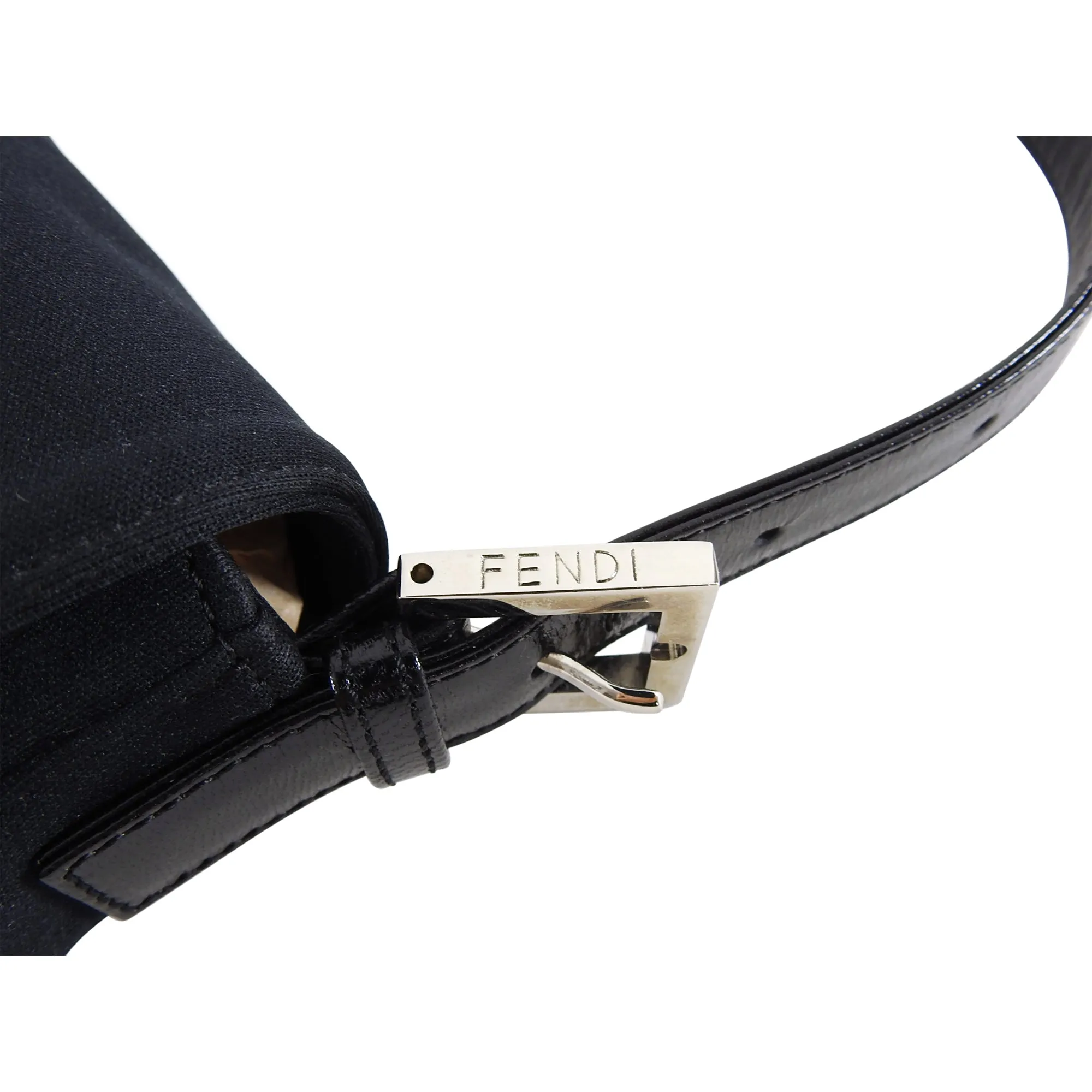 Fendi Original Vintage Black Microfibre FF Baguette Bag