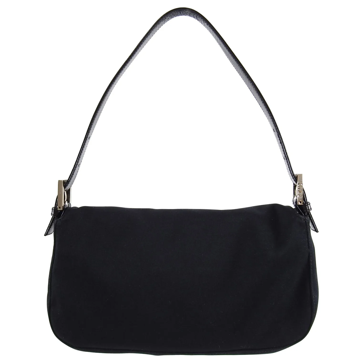 Fendi Original Vintage Black Microfibre FF Baguette Bag
