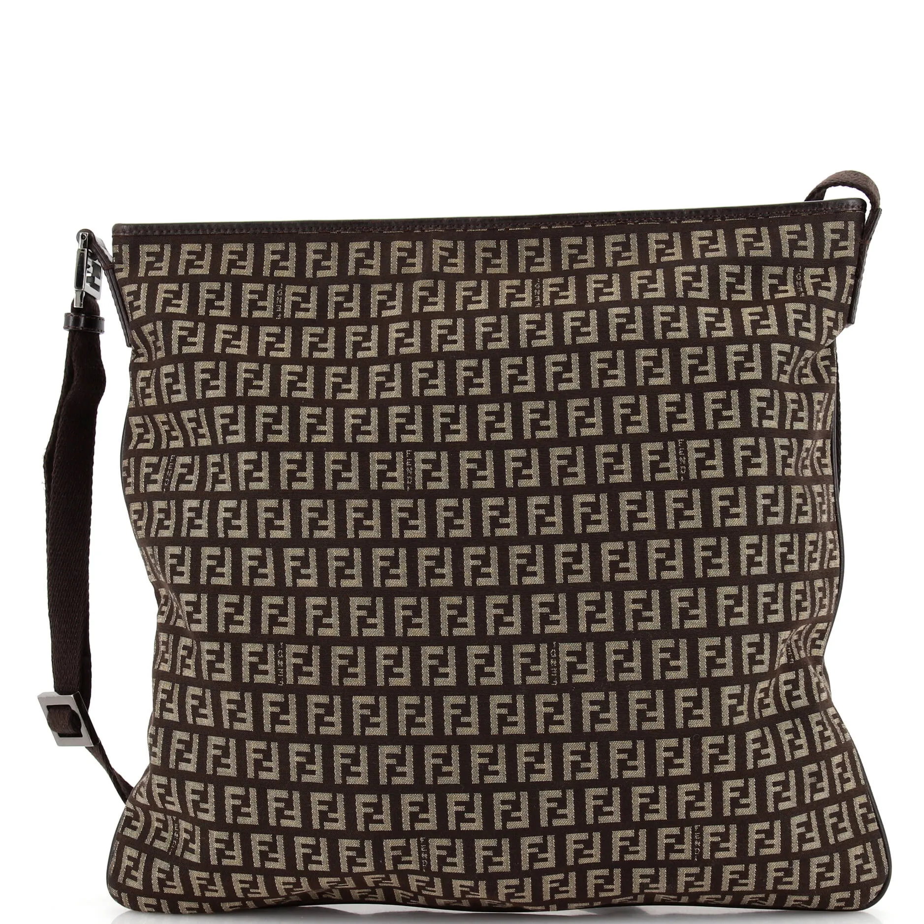 FENDI Vintage Zip Messenger Bag Zucchino Canvas Medium