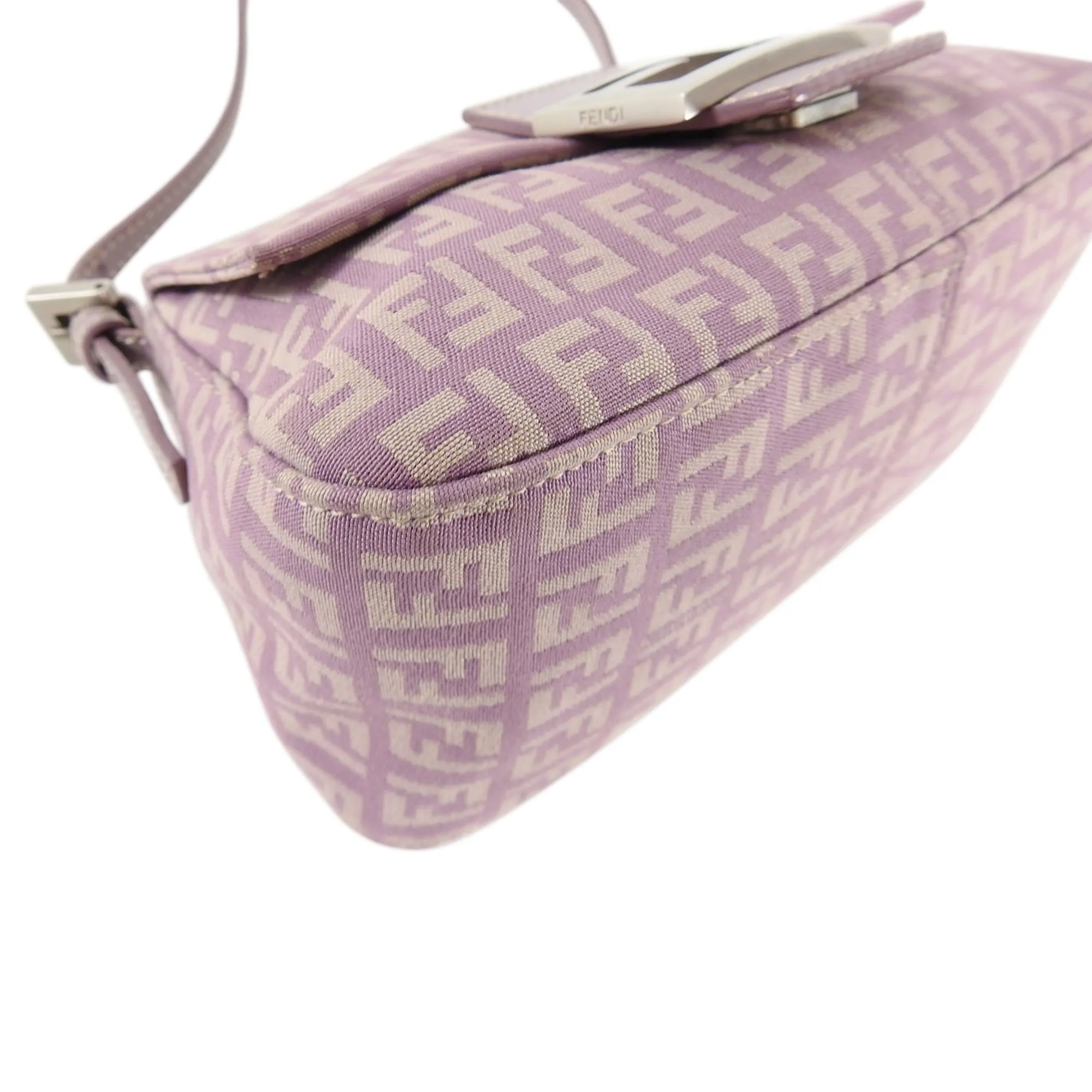 Fendi Vintage Zucca Purple Logo Small Baguette Bag