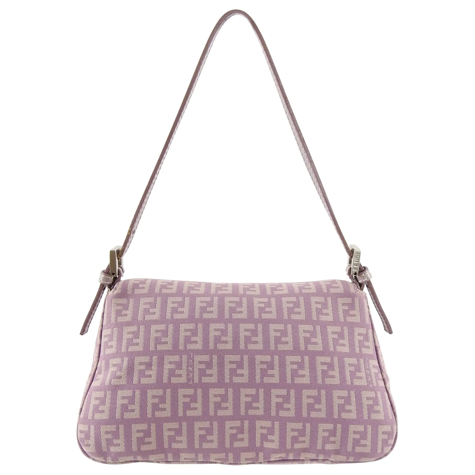 Fendi Vintage Zucca Purple Logo Small Baguette Bag