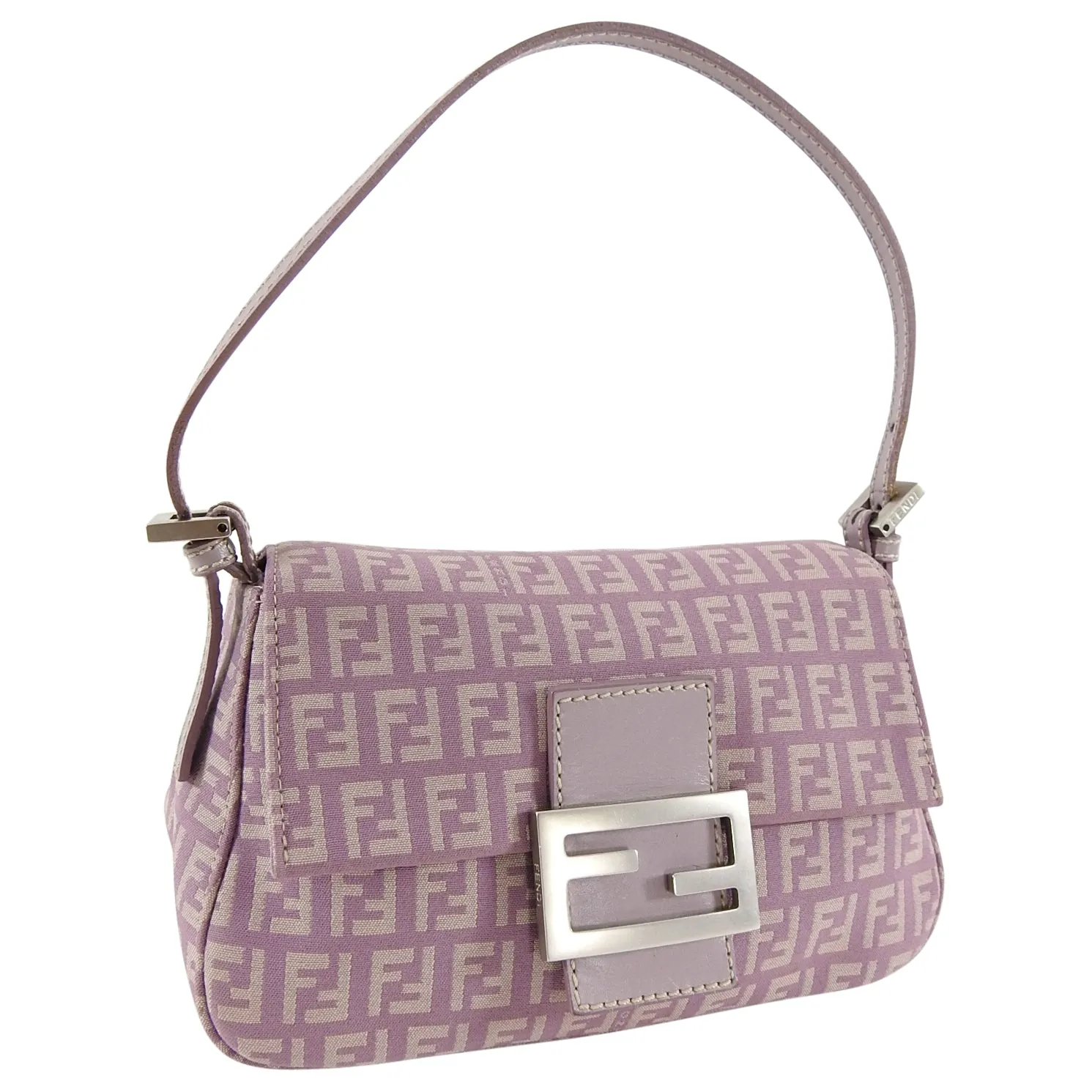 Fendi Vintage Zucca Purple Logo Small Baguette Bag