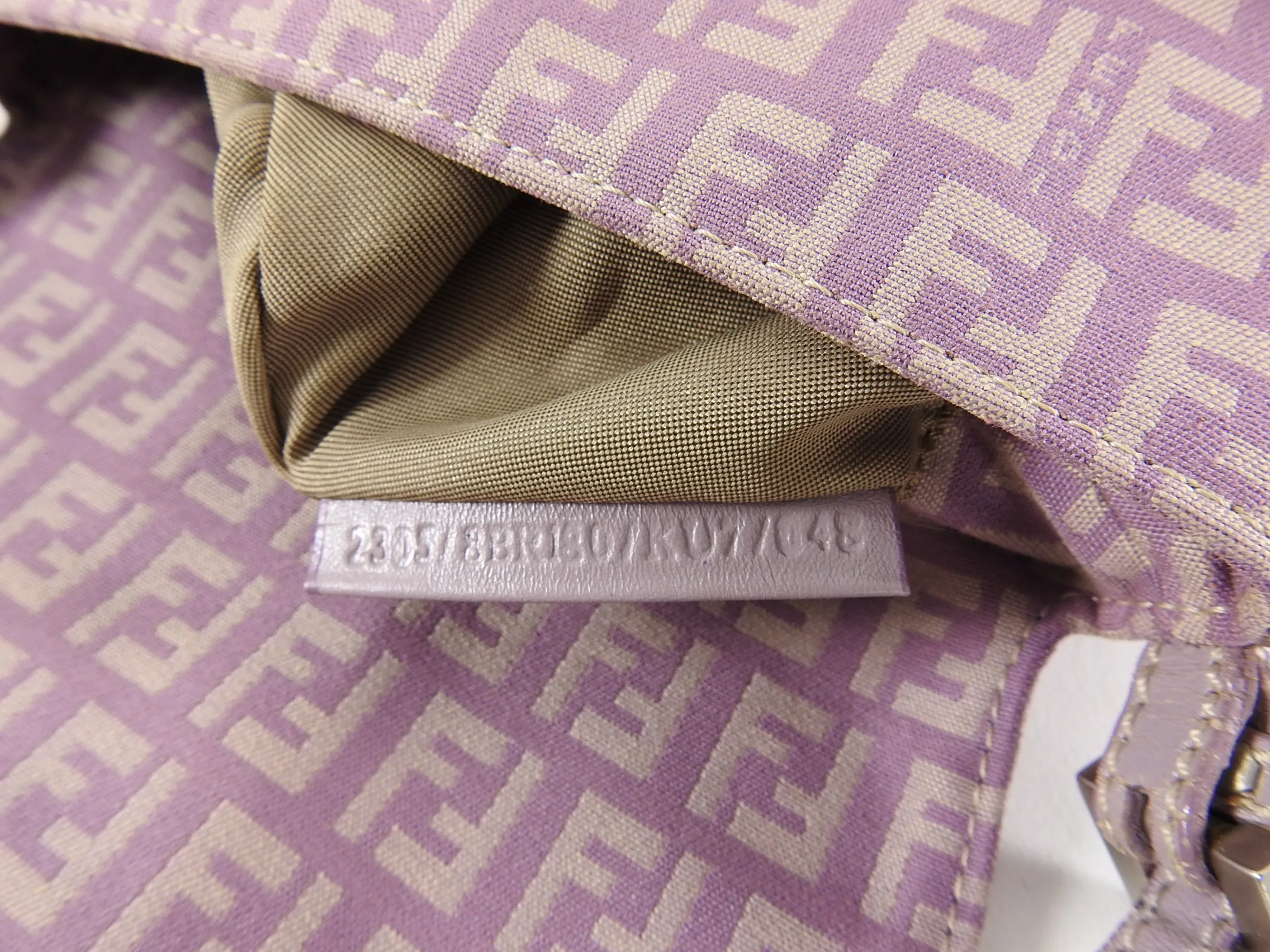 Fendi Vintage Zucca Purple Logo Small Baguette Bag