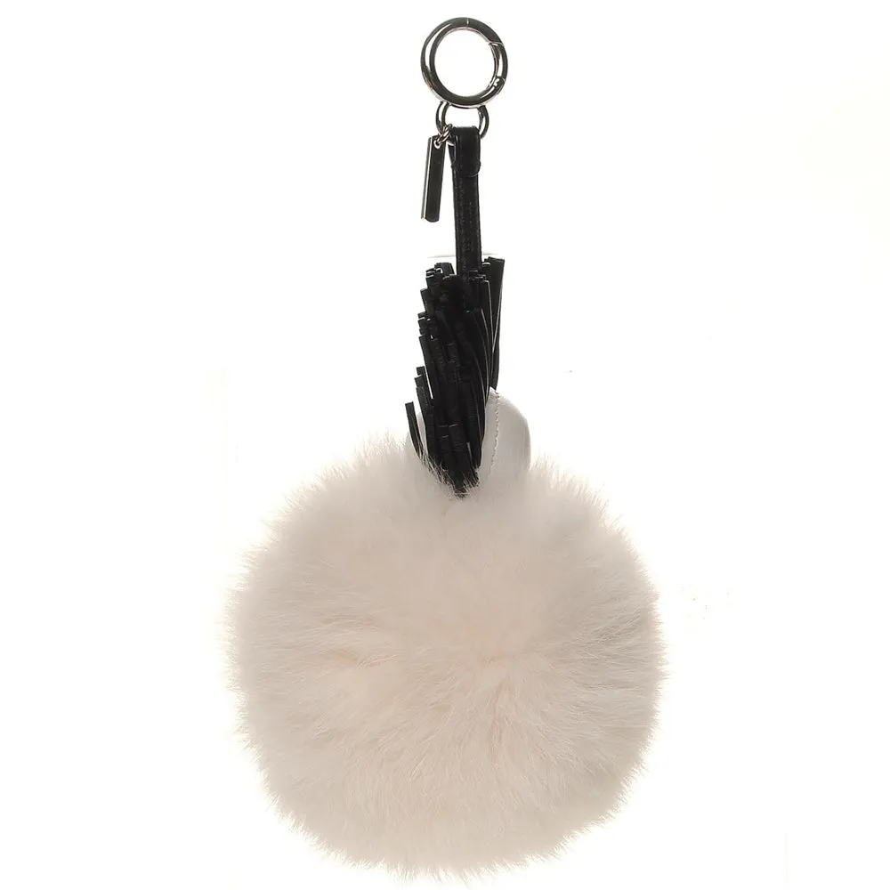 Fendi White Fox Fur Super Karlito  Bag Charm