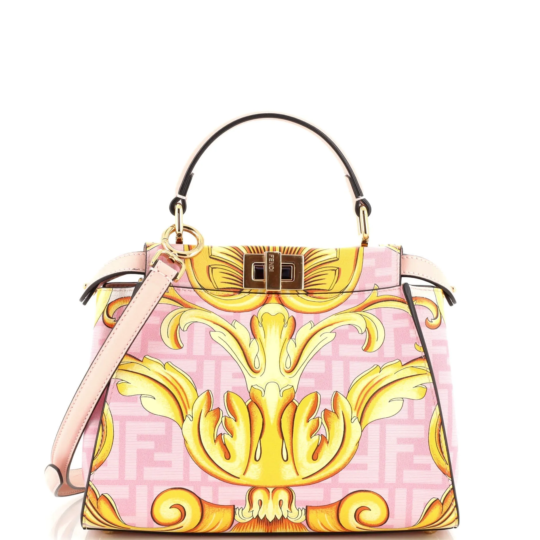 FENDI x Versace Fendace Peekaboo Bag Printed Zucca Leather Mini