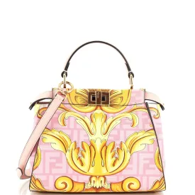 FENDI x Versace Fendace Peekaboo Bag Printed Zucca Leather Mini