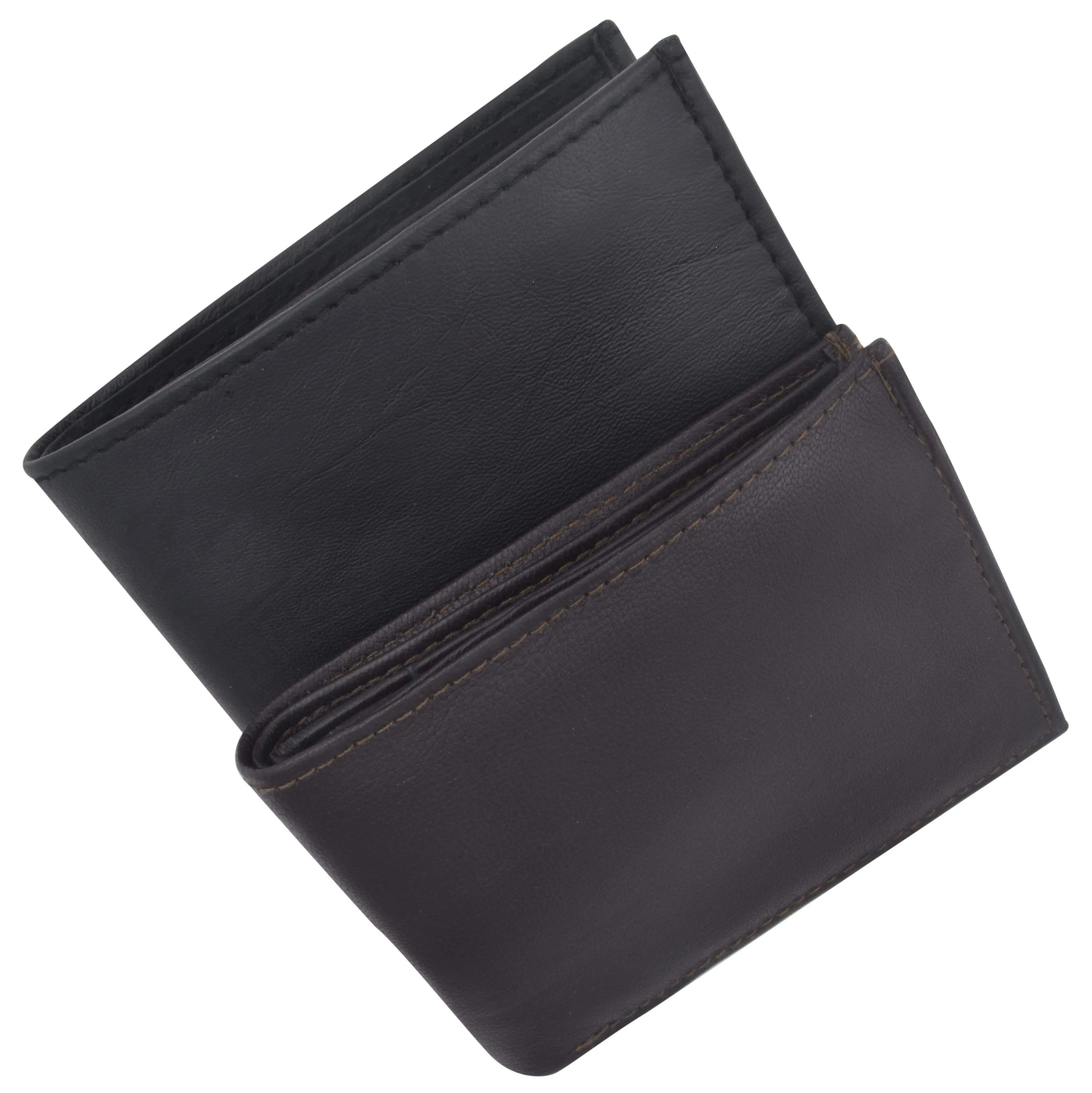 Genuine Lambskin Soft Leather Bifold Men's Wallet with Inner Zipper 1103