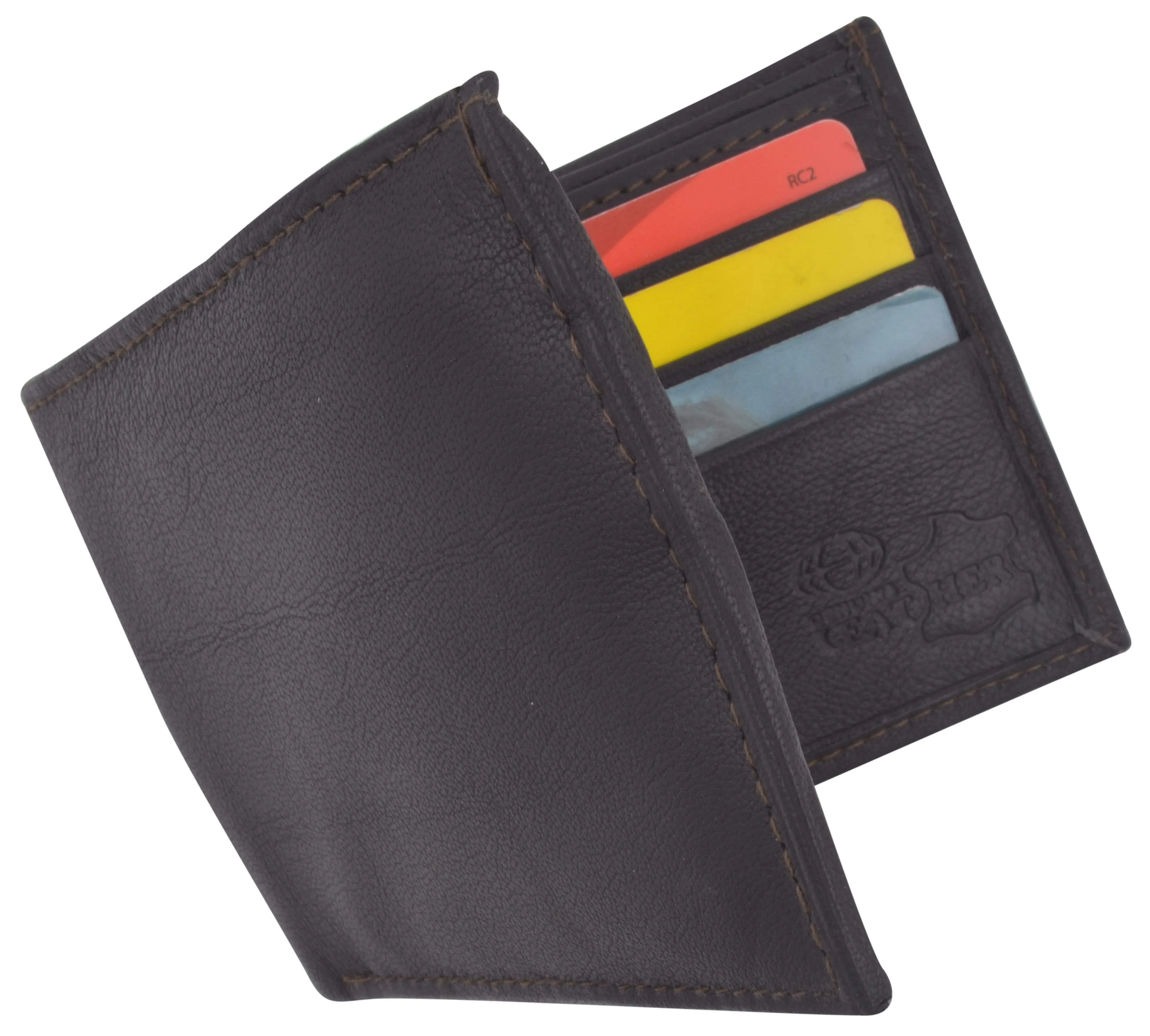 Genuine Lambskin Soft Leather Bifold Men's Wallet with Inner Zipper 1103