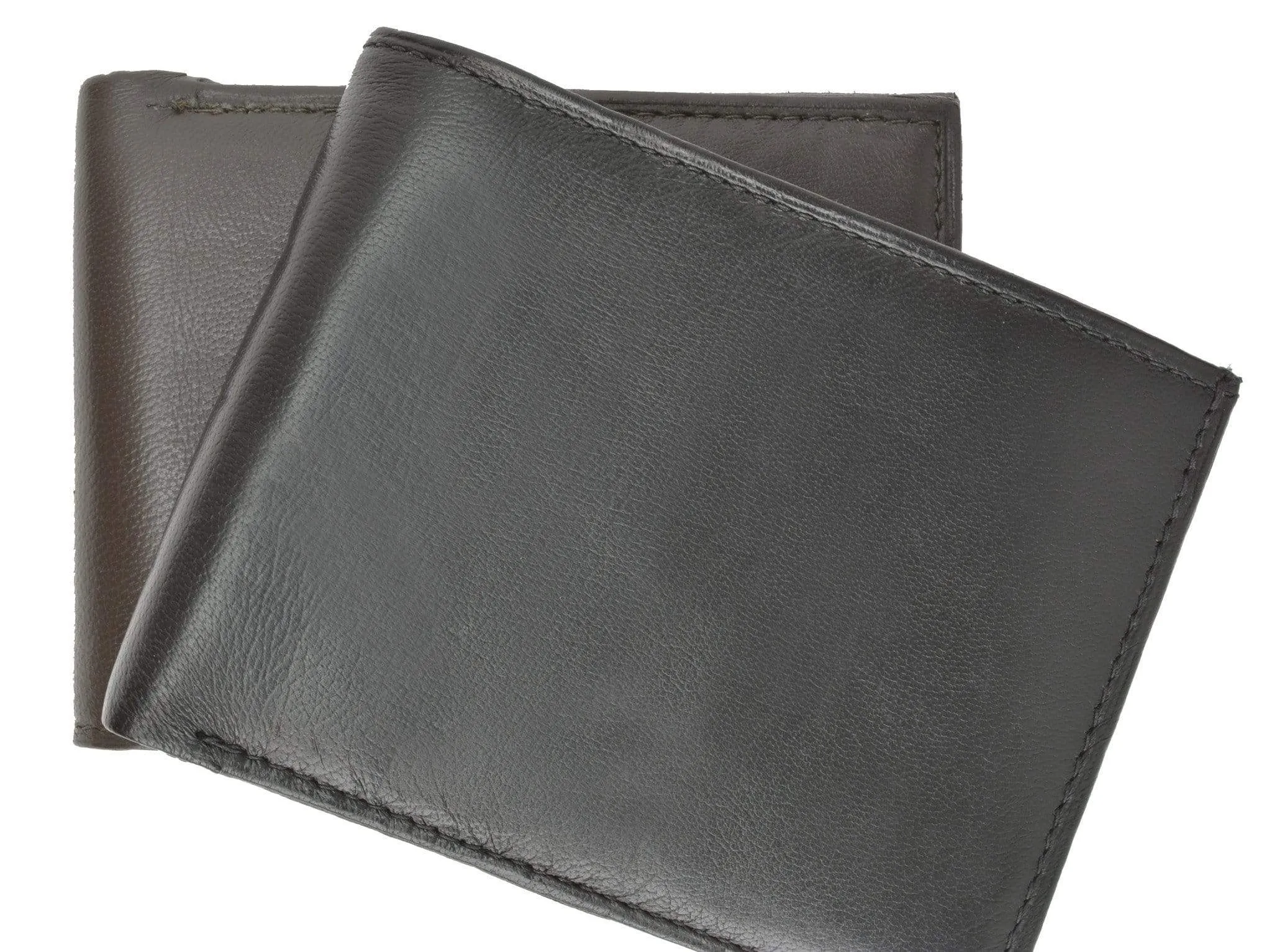Genuine Lambskin Soft Leather Bifold Men's Wallet with Inner Zipper 1103