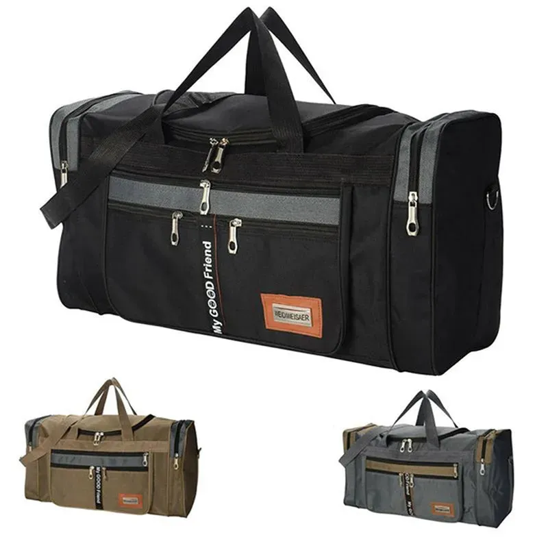 Global Trekker: Rugged Oxford Weekender with Multi-Pocket Design"