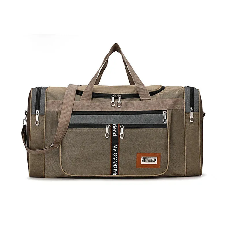 Global Trekker: Rugged Oxford Weekender with Multi-Pocket Design"