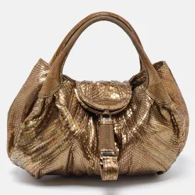 Gold Python and Metal Mesh Spy Hobo