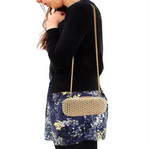 Gold White Metal Clutch with Top Grade Crystal in Multi Color