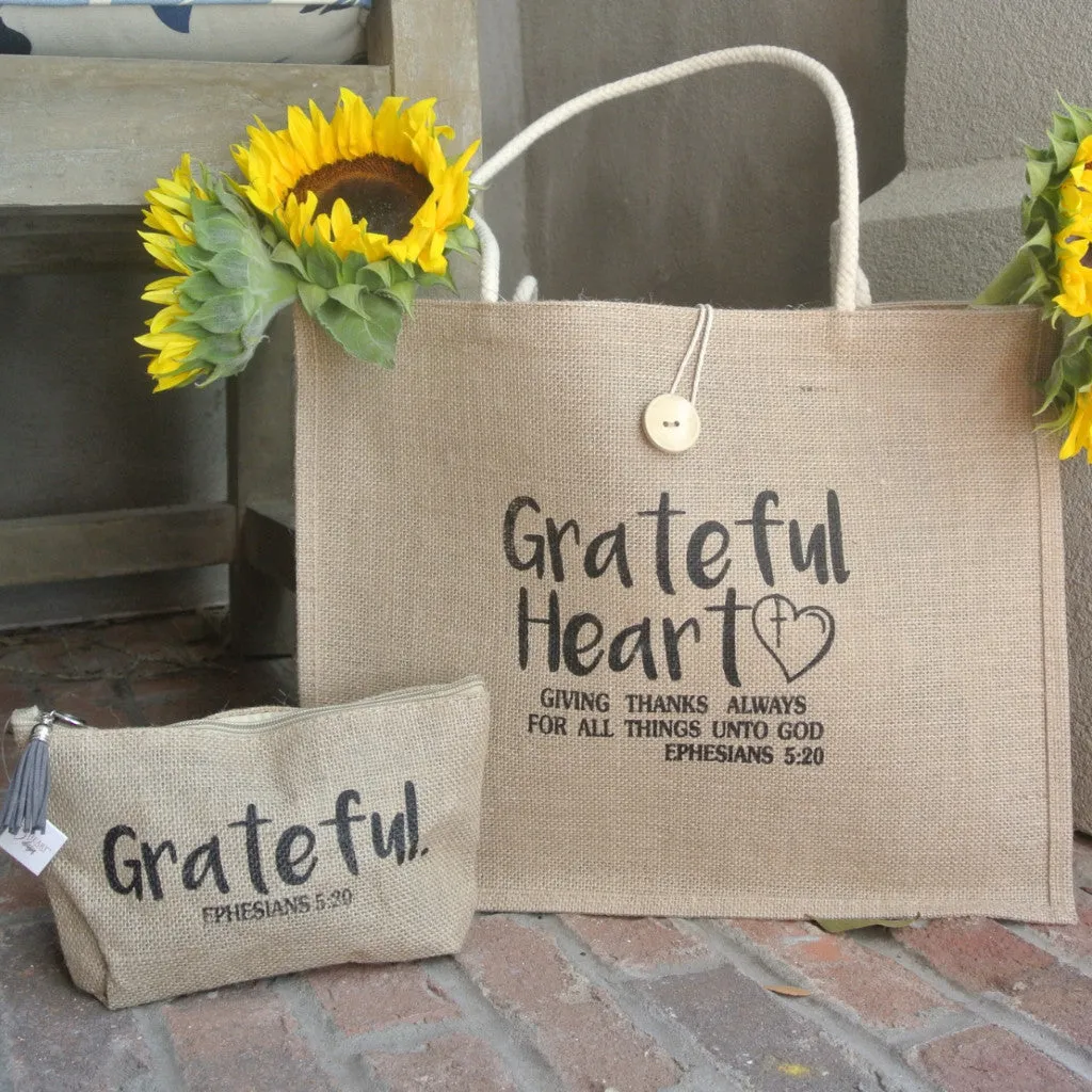 Grateful Heart Jute Tote