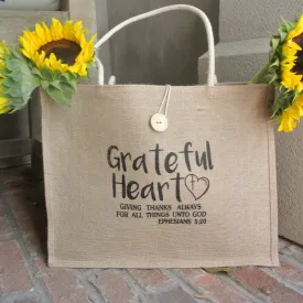 Grateful Heart Jute Tote