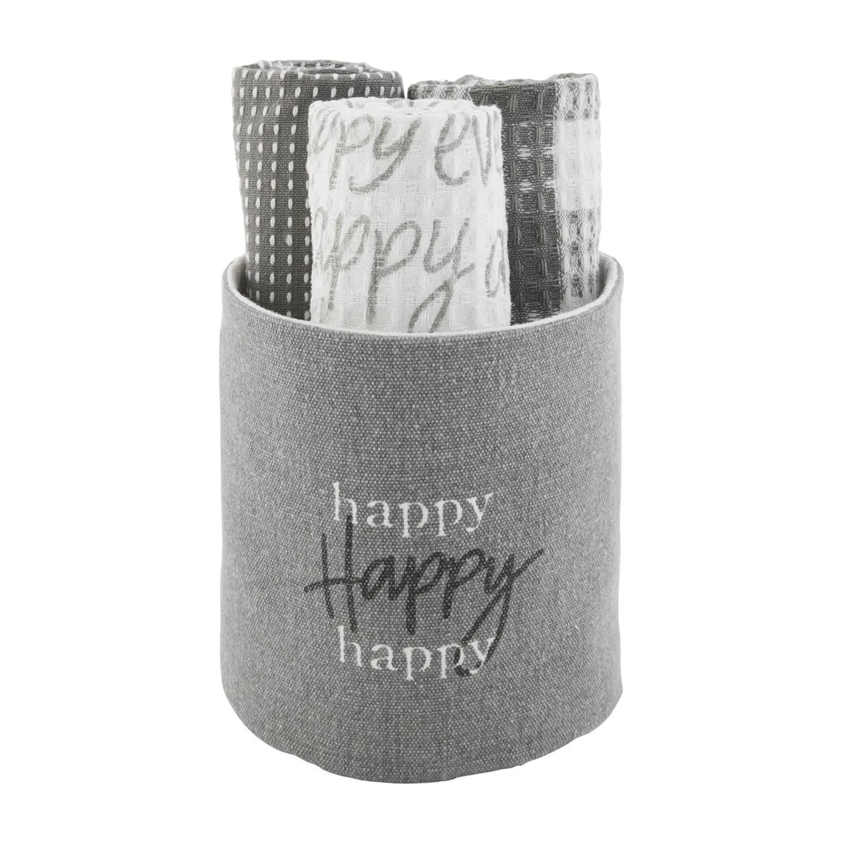 Gray Bucket Happy Towels