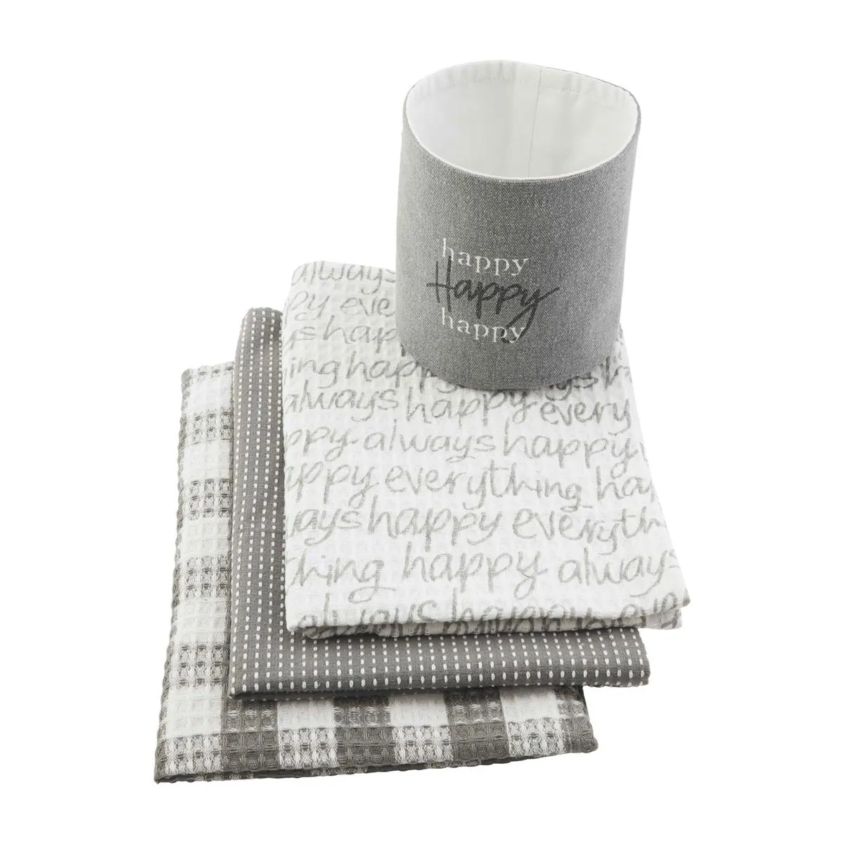 Gray Bucket Happy Towels