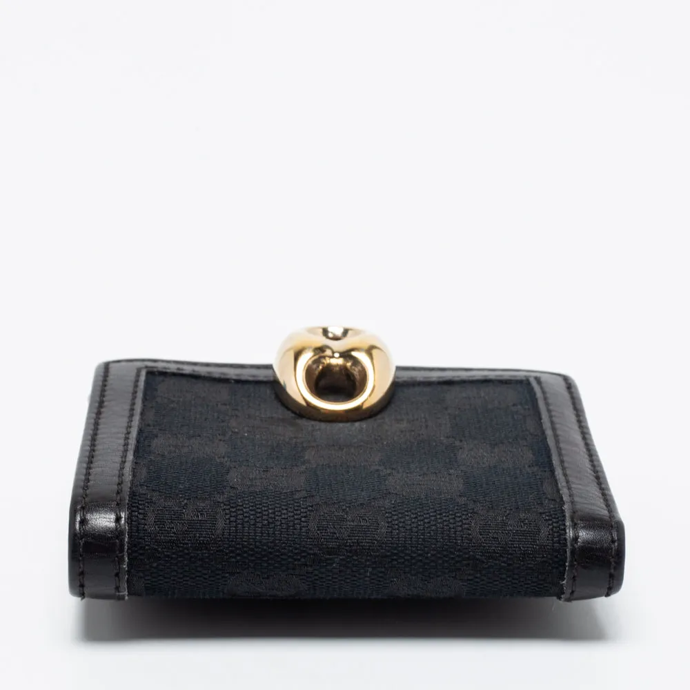 Gucci Black GG Canvas And Leather Bifold Wallet