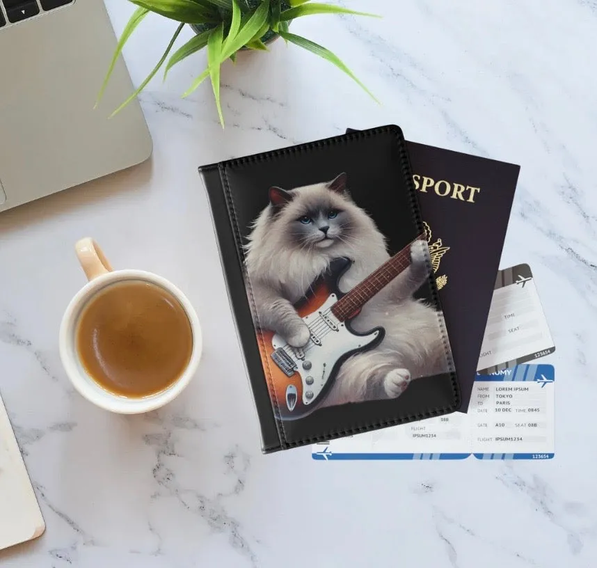 Guitar - Cat Musician - Travel Wallet  - Passport Cover
