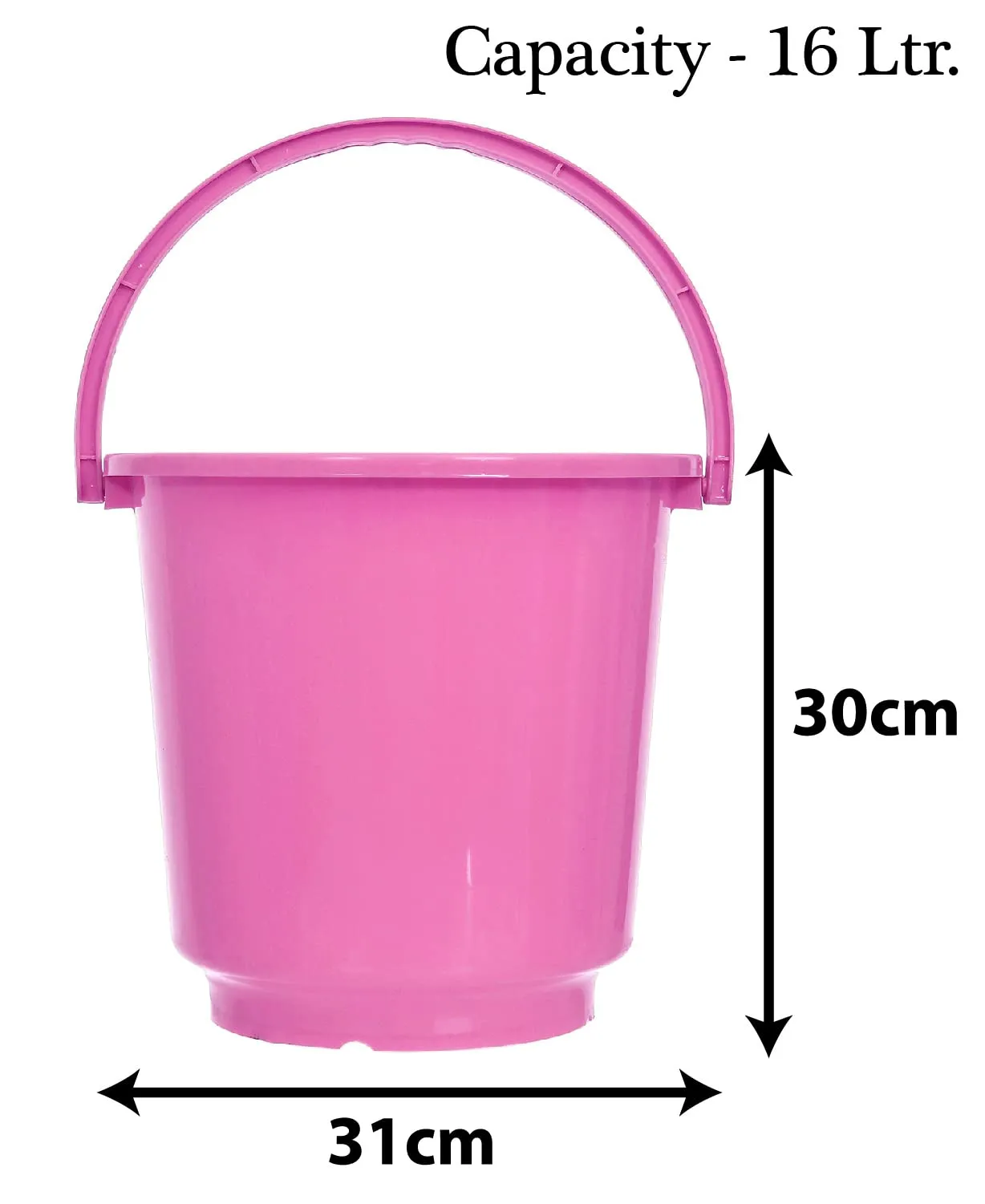 Heart Home Bucket|Plastic Bucket for Bathroom|Bucket for Bathing|Unbreakable Bucket with Handle|16 Liter|Pack of 2 (Pink)