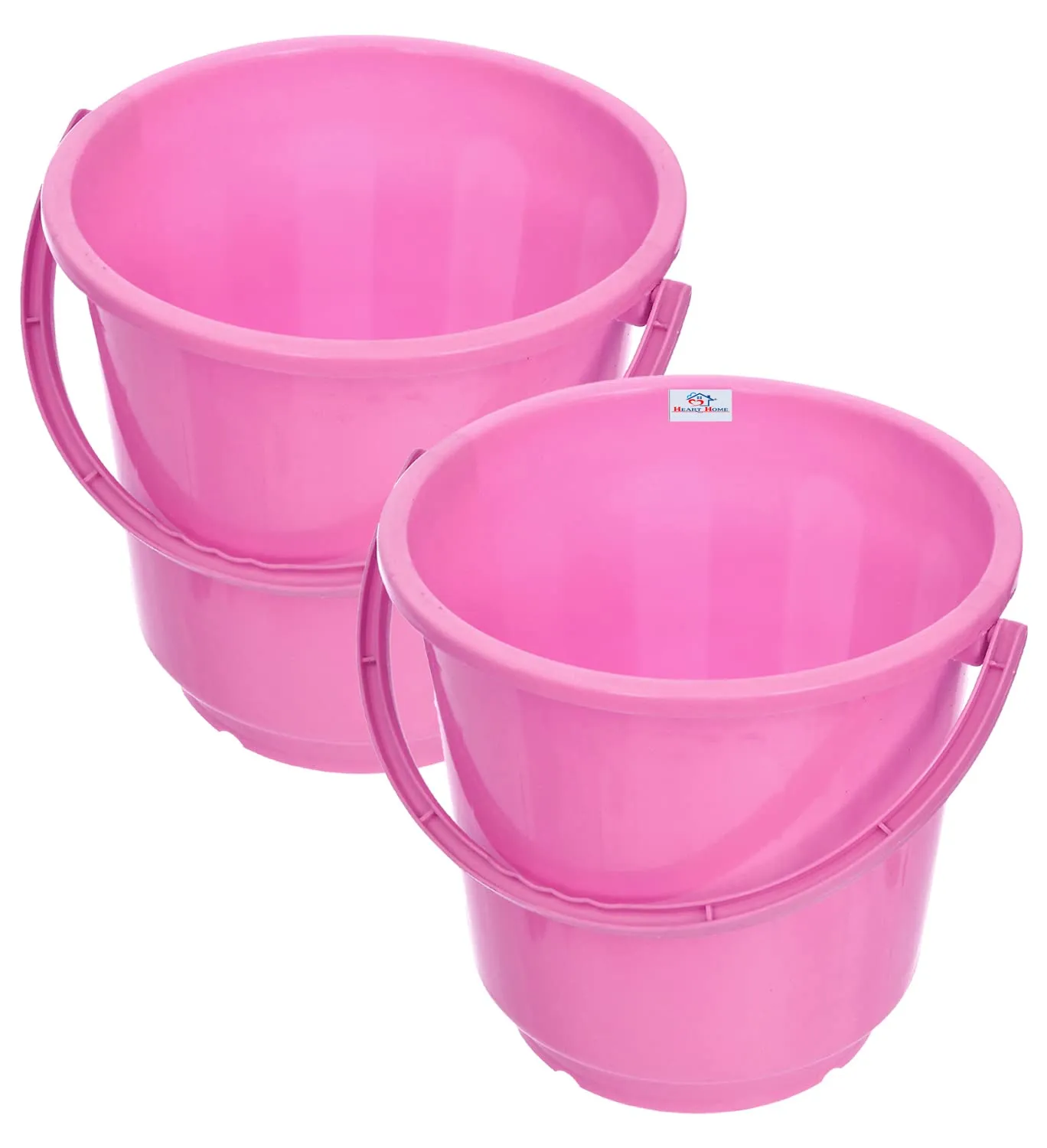 Heart Home Bucket|Plastic Bucket for Bathroom|Bucket for Bathing|Unbreakable Bucket with Handle|16 Liter|Pack of 2 (Pink)