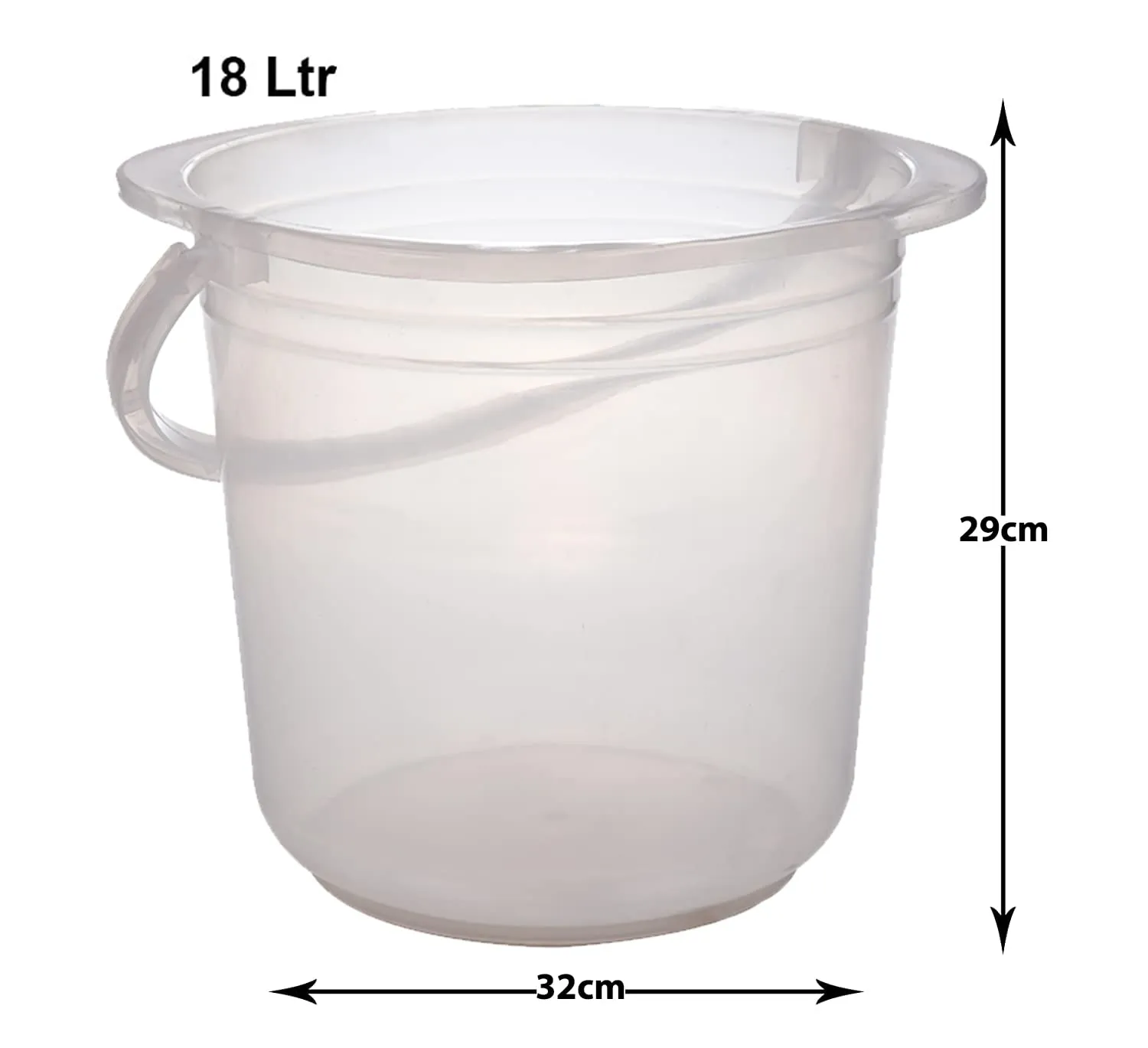 Heart Home Bucket|Plastic Bucket for Bathroom|Bucket for Bathing|Unbreakable Bucket with Handle|18 Liter (Transparent)