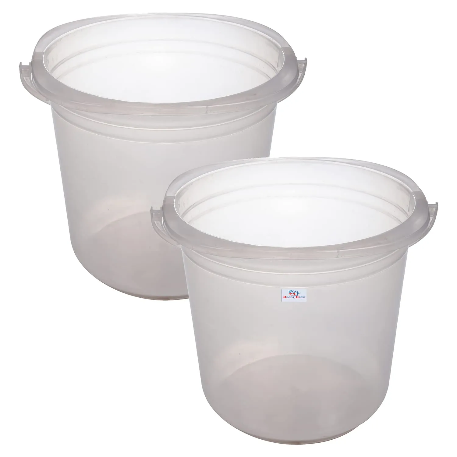 Heart Home Bucket|Plastic Bucket for Bathroom|Bucket for Bathing|Unbreakable Bucket with Handle|18 Liter|Pack of 2 (Transparent)