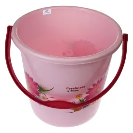 Heart Home Bucket|Plastic Bucket for Bathroom|Bucket for Bathing|Unbreakable Printed Bucket with Handle|18 Liter (Pink)