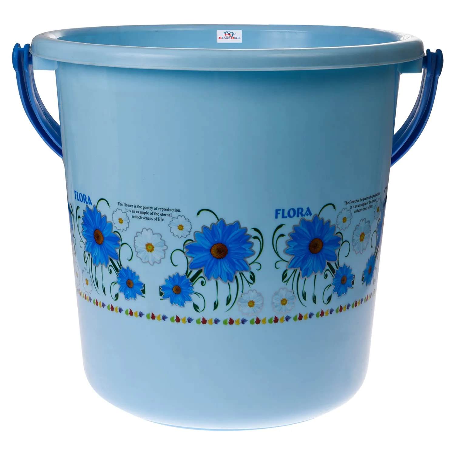 Heart Home Bucket|Plastic Bucket for Bathroom|Bucket for Bathing|Unbreakable Printed Bucket with Handle|18 Liter|Pack of 3 (Multicolor)