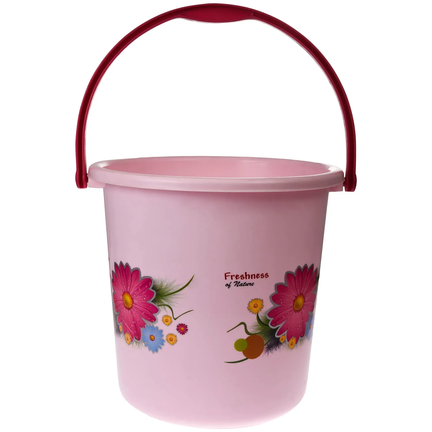 Heart Home Bucket|Plastic Bucket for Bathroom|Bucket for Bathing|Unbreakable Printed Bucket with Handle|18 Liter|Pack of 3 (Multicolor)