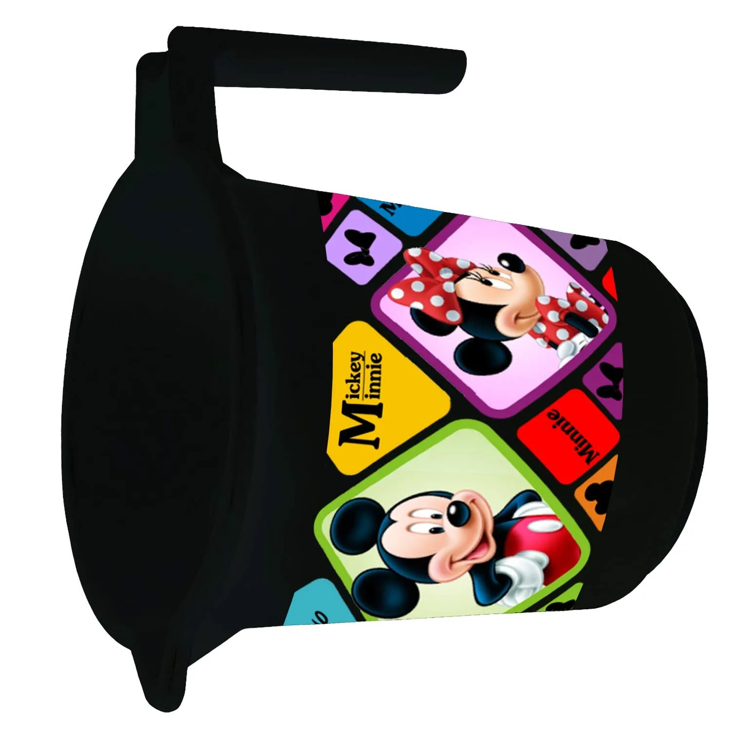 Heart Home Disney Mickey Minnie Print 2 Pieces Unbreakable Virgin Plastic Bathroom Bucket With Mug Set- Black, (1 Pc 16 LTR Bucket & 1 Pc 500 ML Mug) -HS_35_HEARTHS17934
