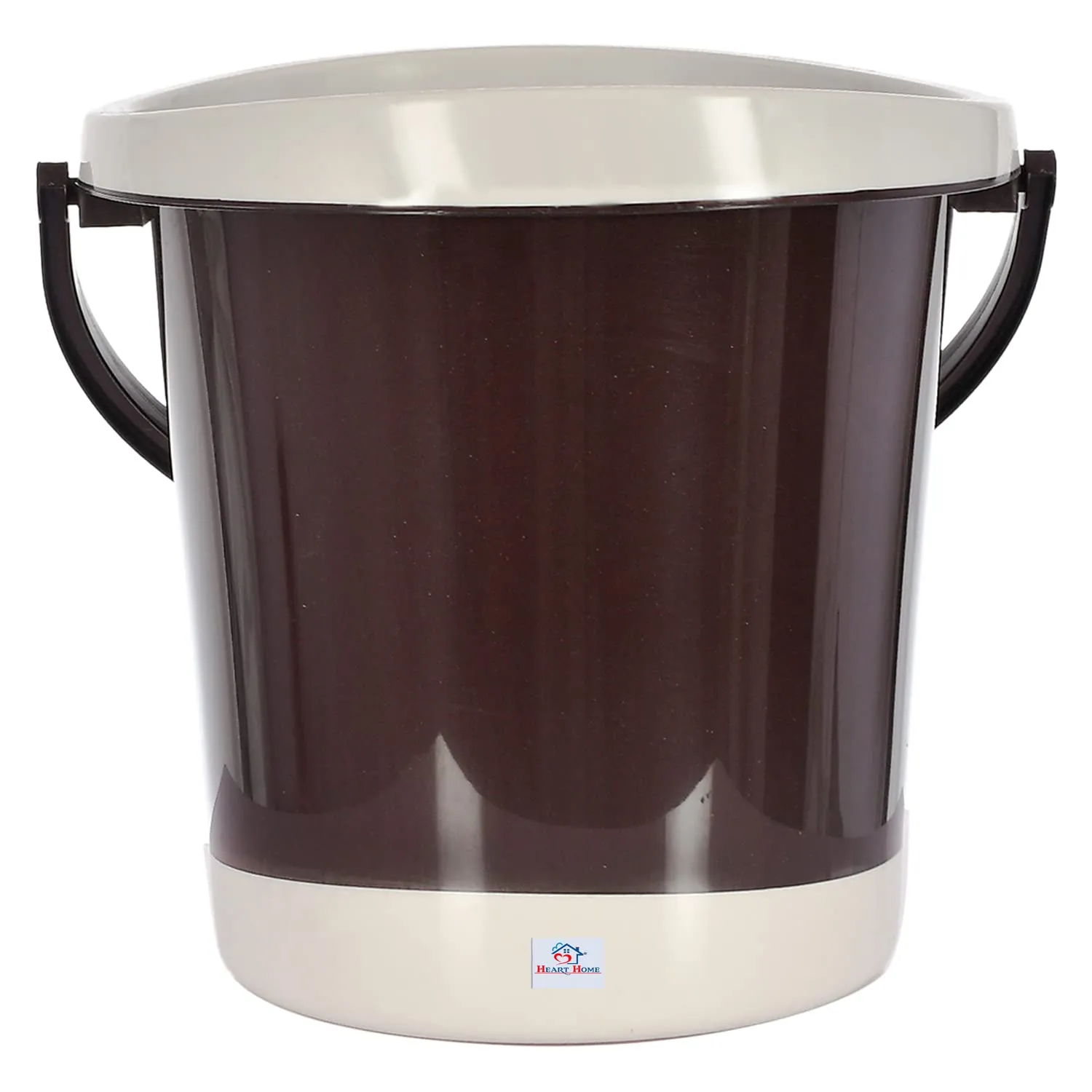 Heart Home Plastic Bucket For Home/Kitchen/Office/Shop With Strong Handle, 18 litre (Brown)-46HH0354