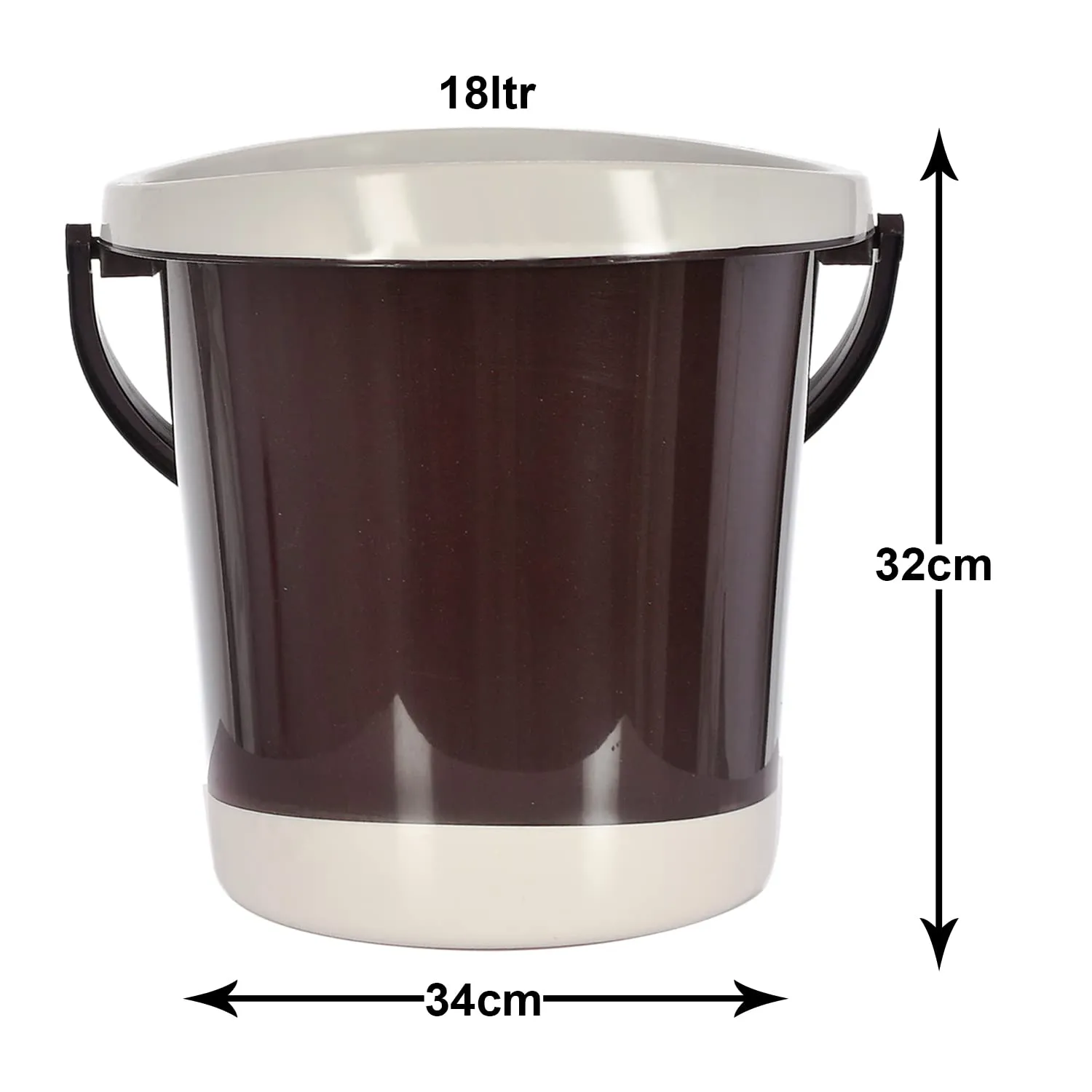 Heart Home Plastic Bucket For Home/Kitchen/Office/Shop With Strong Handle, 18 litre (Brown)-46HH0354