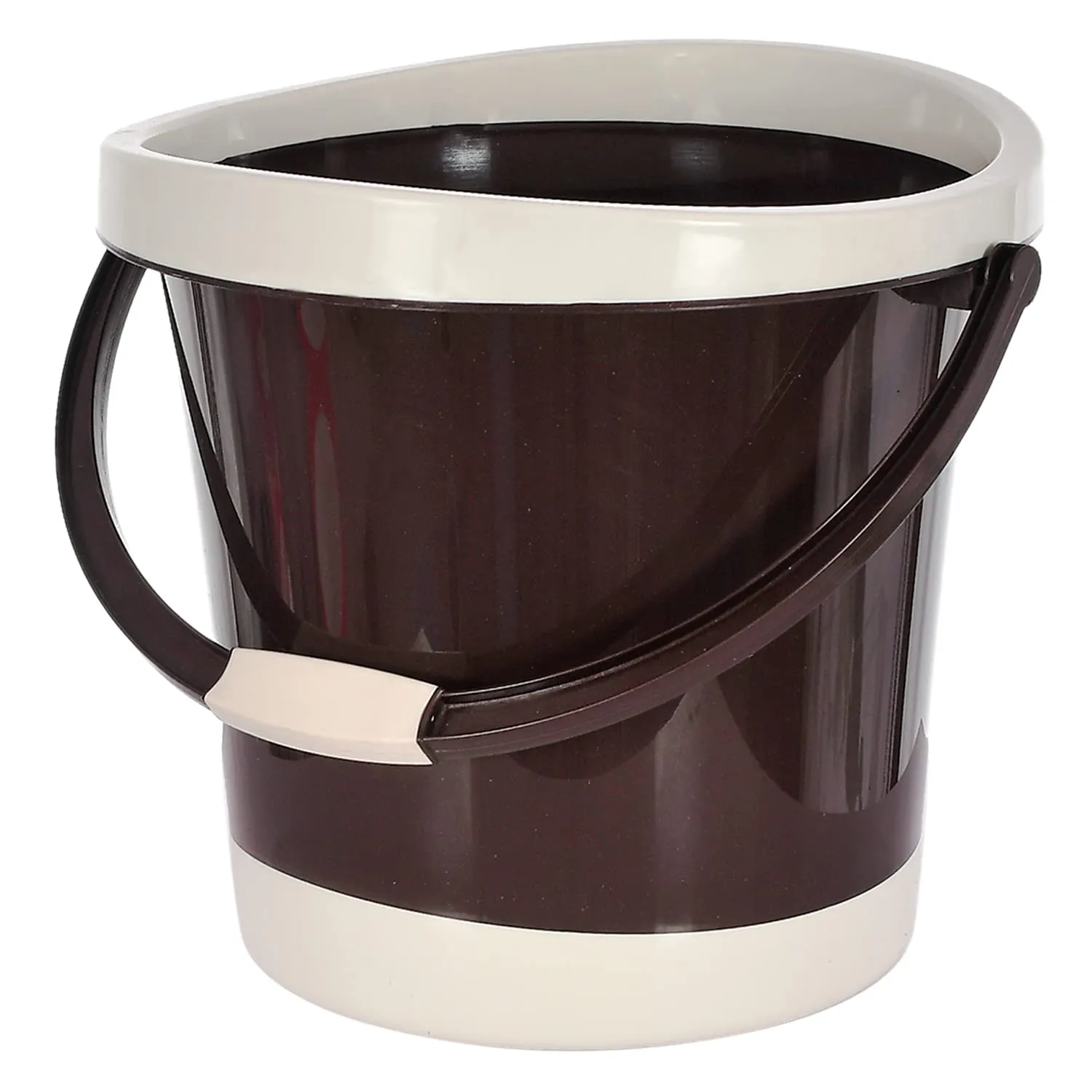 Heart Home Plastic Bucket For Home/Kitchen/Office/Shop With Strong Handle, 18 litre (Brown)-46HH0354