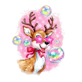 Heat transfer, Bubble reindeer, press and peel, made to order