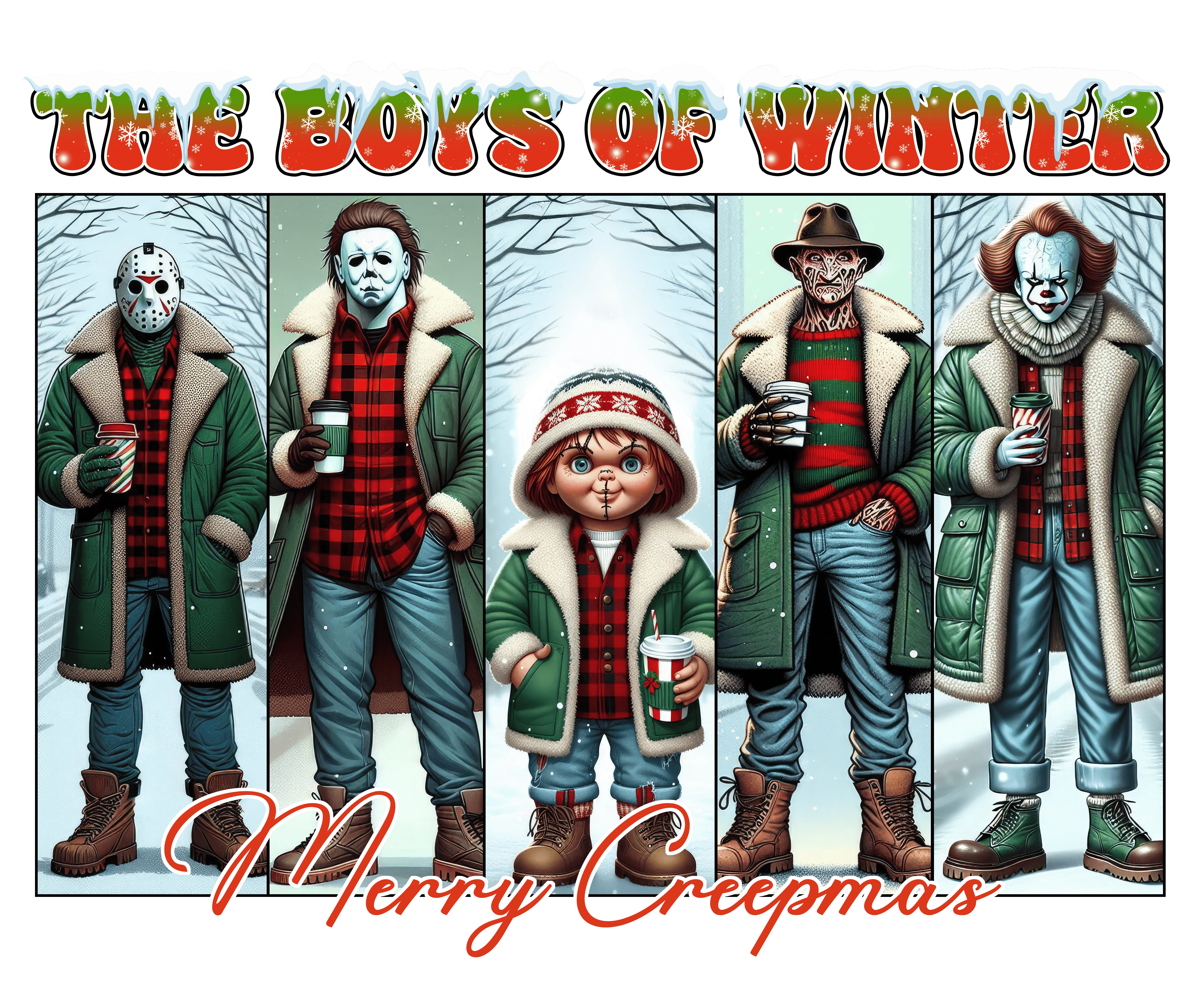 Heat transfer, Christmas horror, press and peel, made to order