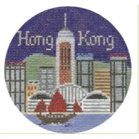 Hong Kong 4 1/4" Travel Round Needlepoint Canvas