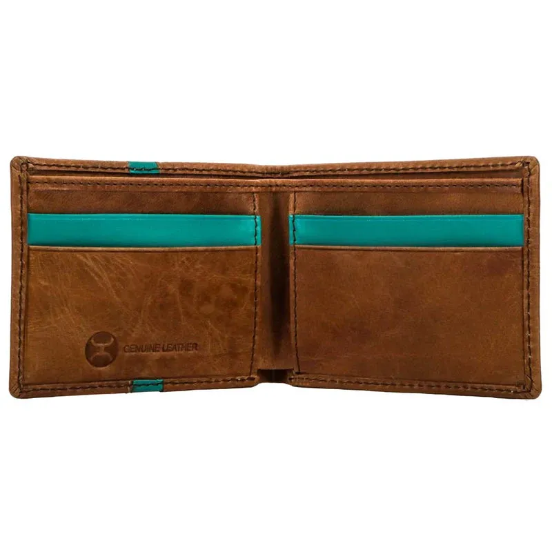 Hooey "Tonkawa" Bifold Tan and Turquoise Wallet