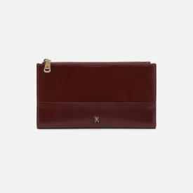 Jill Large Bifold Wallet In Polished Leather - Chocolate
