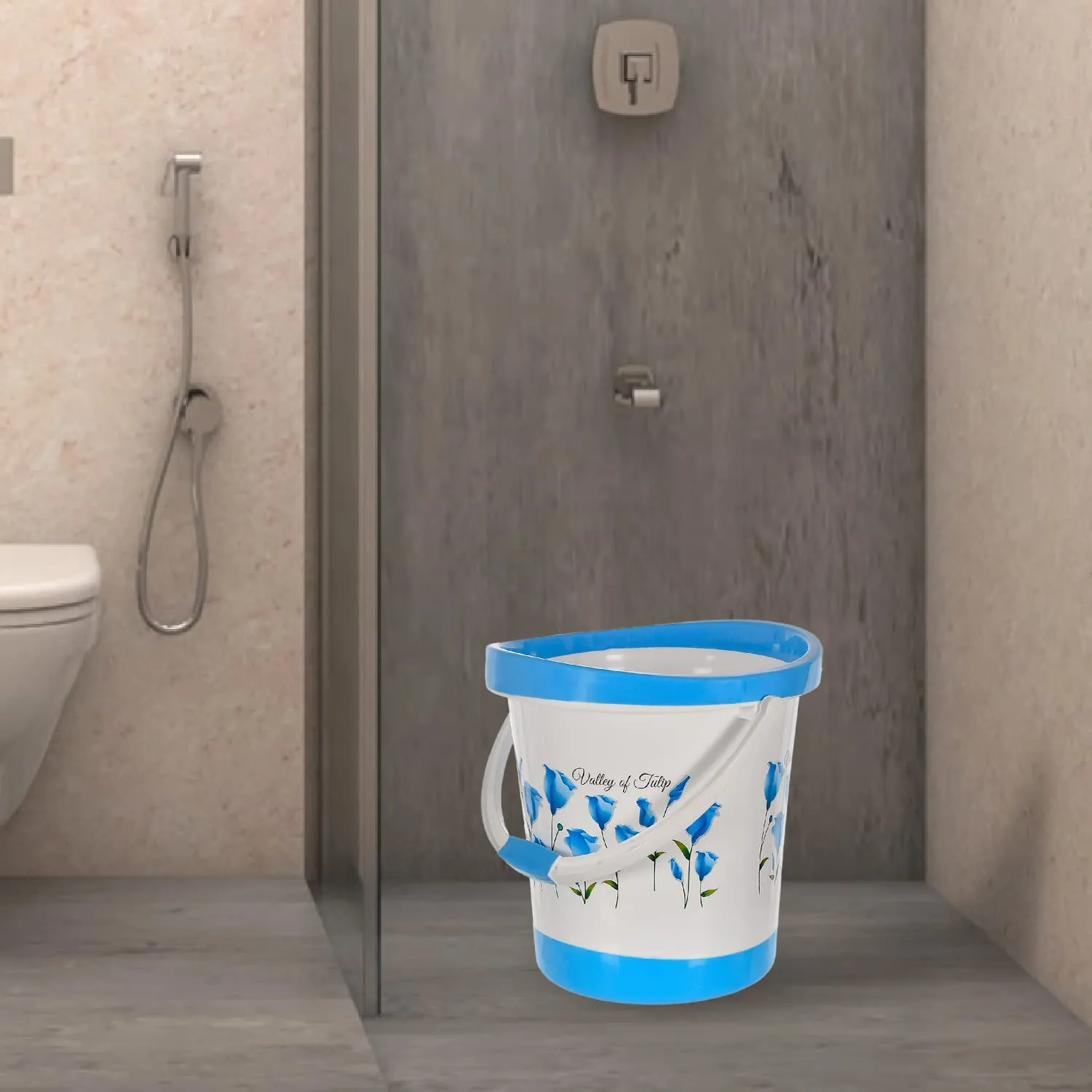 Kuber Industries Bucket|Plastic Bucket for Bathroom|Tulip Flower Bucket for Bathing|Unbreakable Bucket with Handle|18 Liter|Pack of 2 (Multicolor)