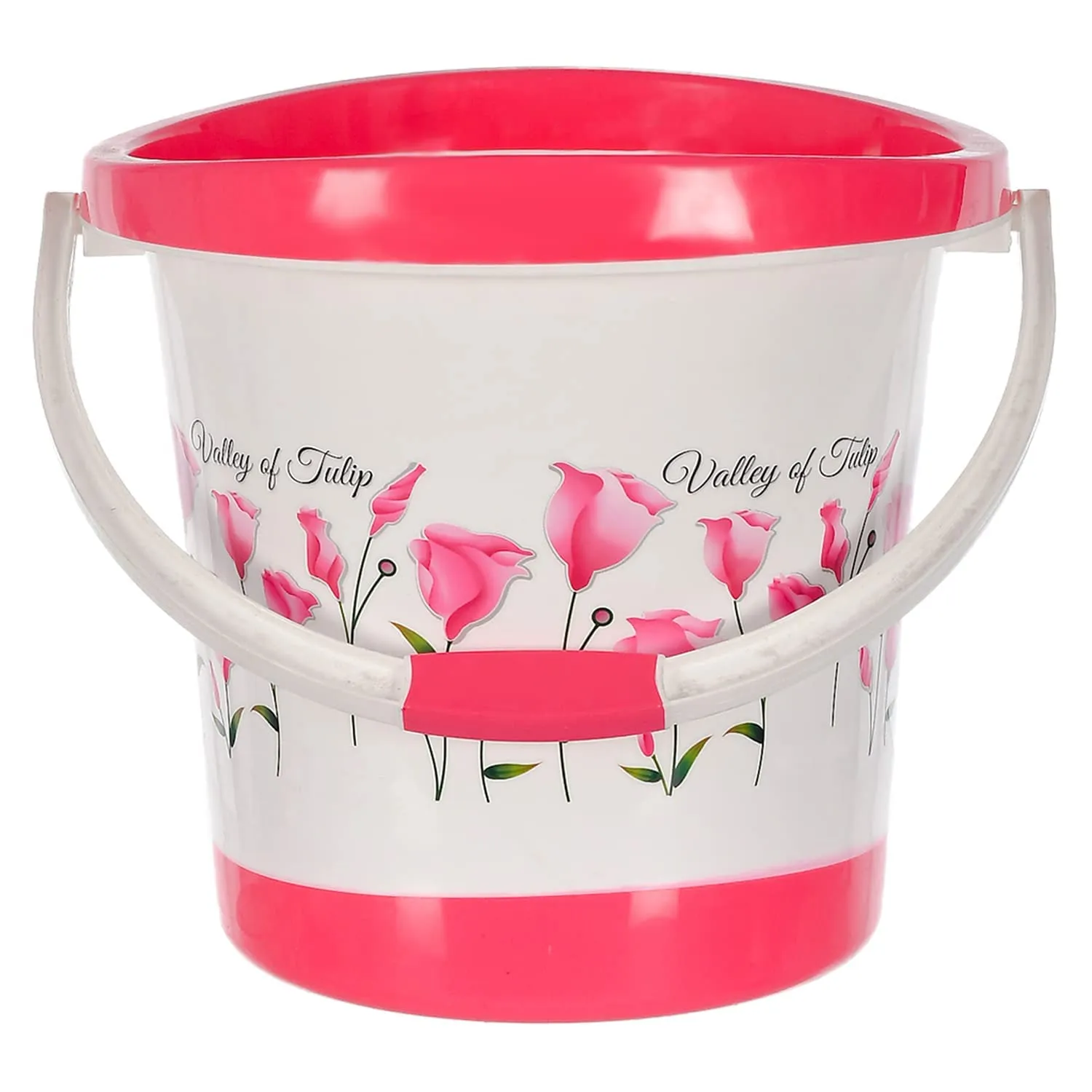 Kuber Industries Bucket|Plastic Bucket for Bathroom|Tulip Flower Bucket for Bathing|Unbreakable Bucket with Handle|18 Liter|Pack of 2 (Multicolor)