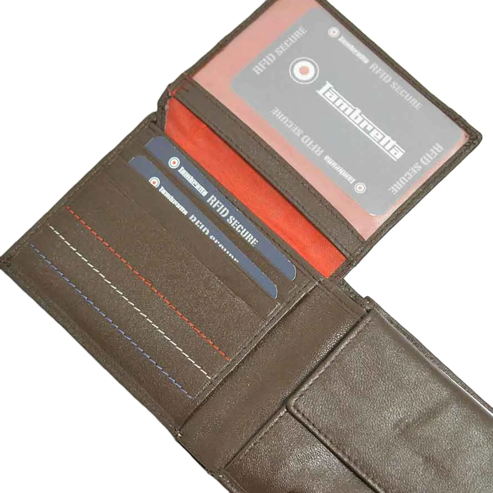 Lambretta Mens Classic Leather RFID Blocking Wallet - Dark Brown