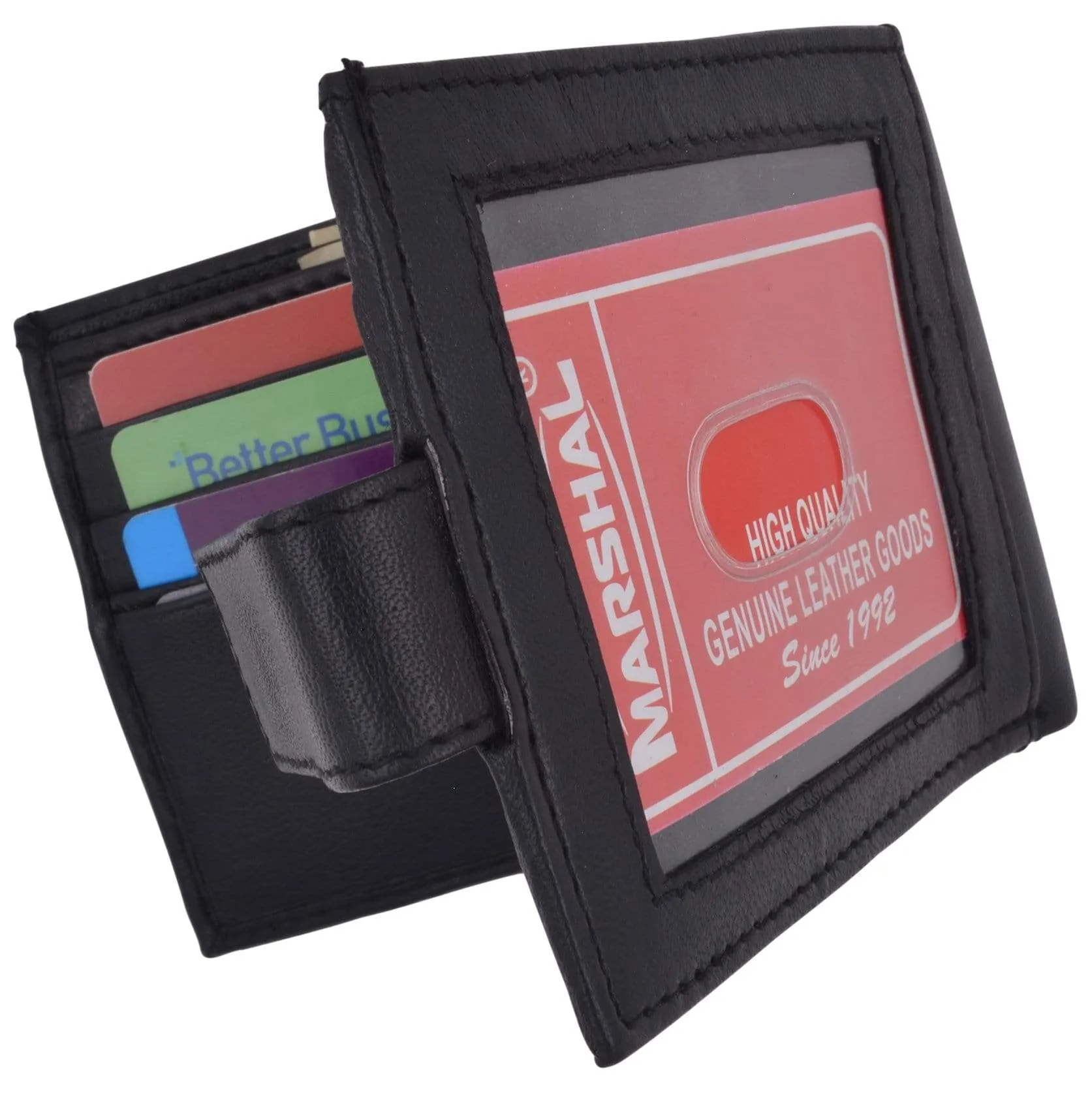 Leather Zippered Middle Pocket  Bifold Wallet with Snap Enclosure 1188
