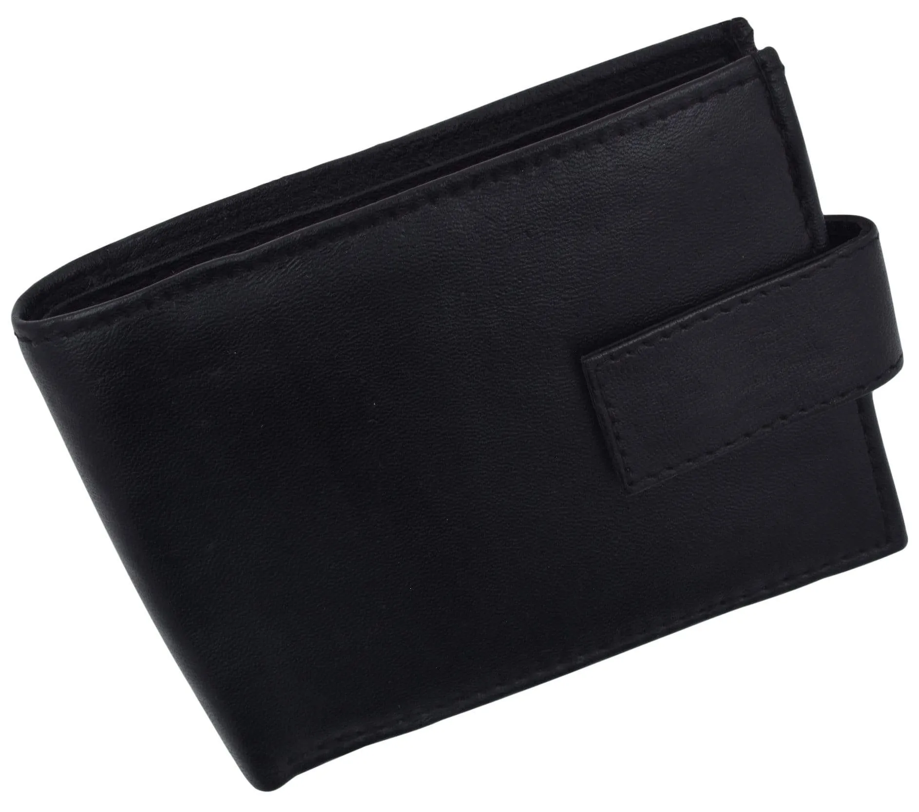 Leather Zippered Middle Pocket  Bifold Wallet with Snap Enclosure 1188
